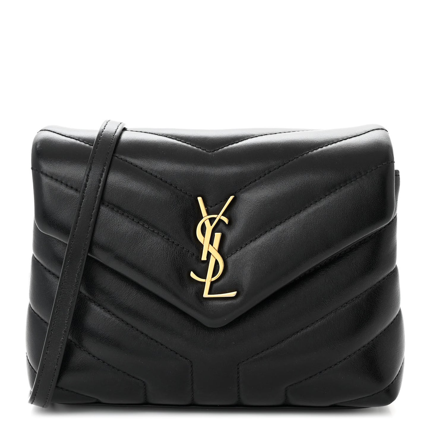 Calfskin Y Quilted Monogram Toy Loulou Crossbody Bag Black