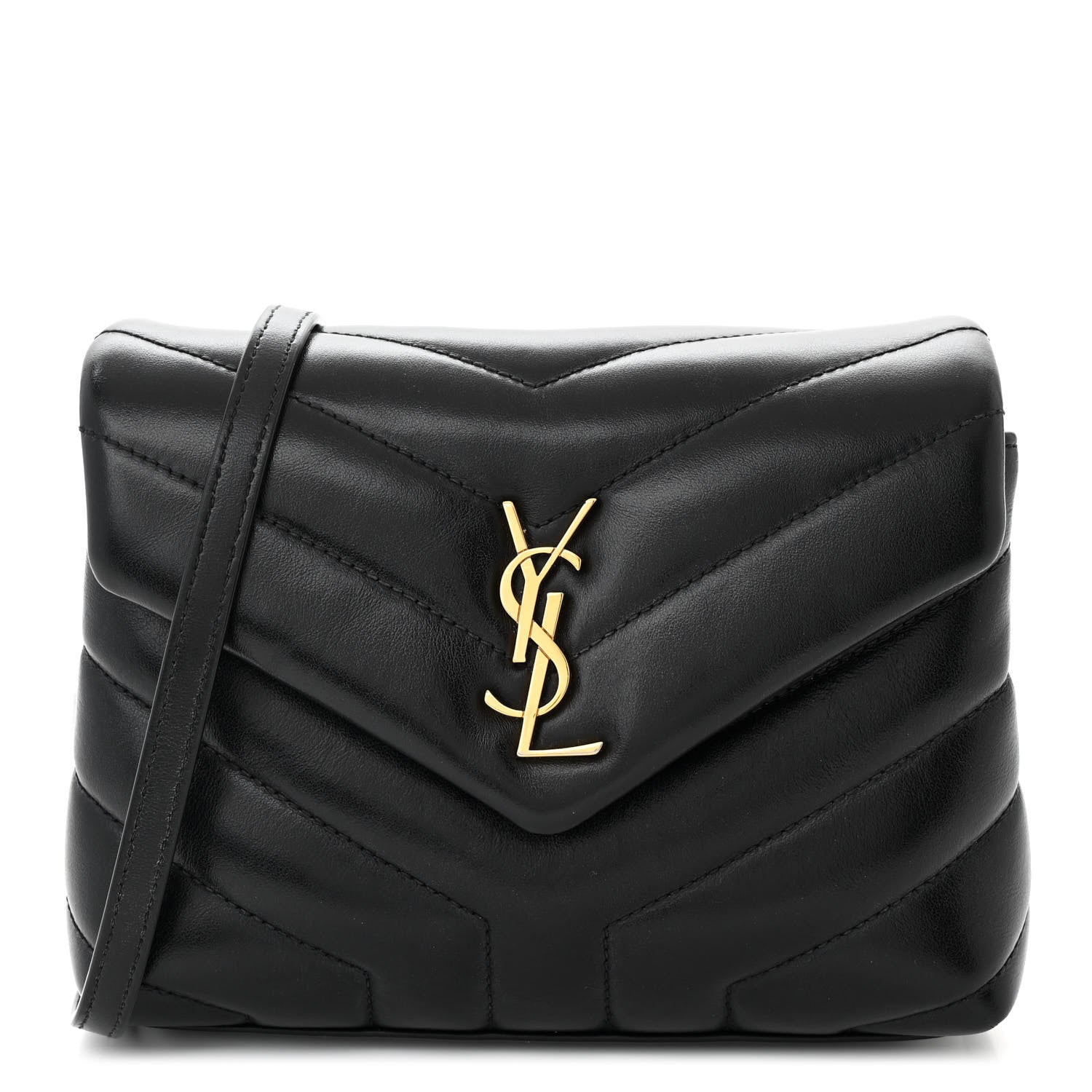Saint Laurent Calfskin Y Quilted Monogram Toy Loulou Crossbody Bag Black 1 of 12