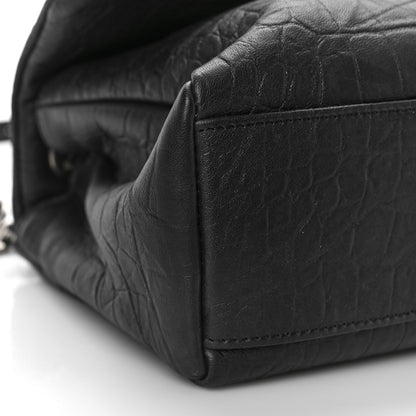 Saint Laurent Calfskin Crocodile Embossed Medium West Hollywood Monogram Fold-Over Black 7 of 8