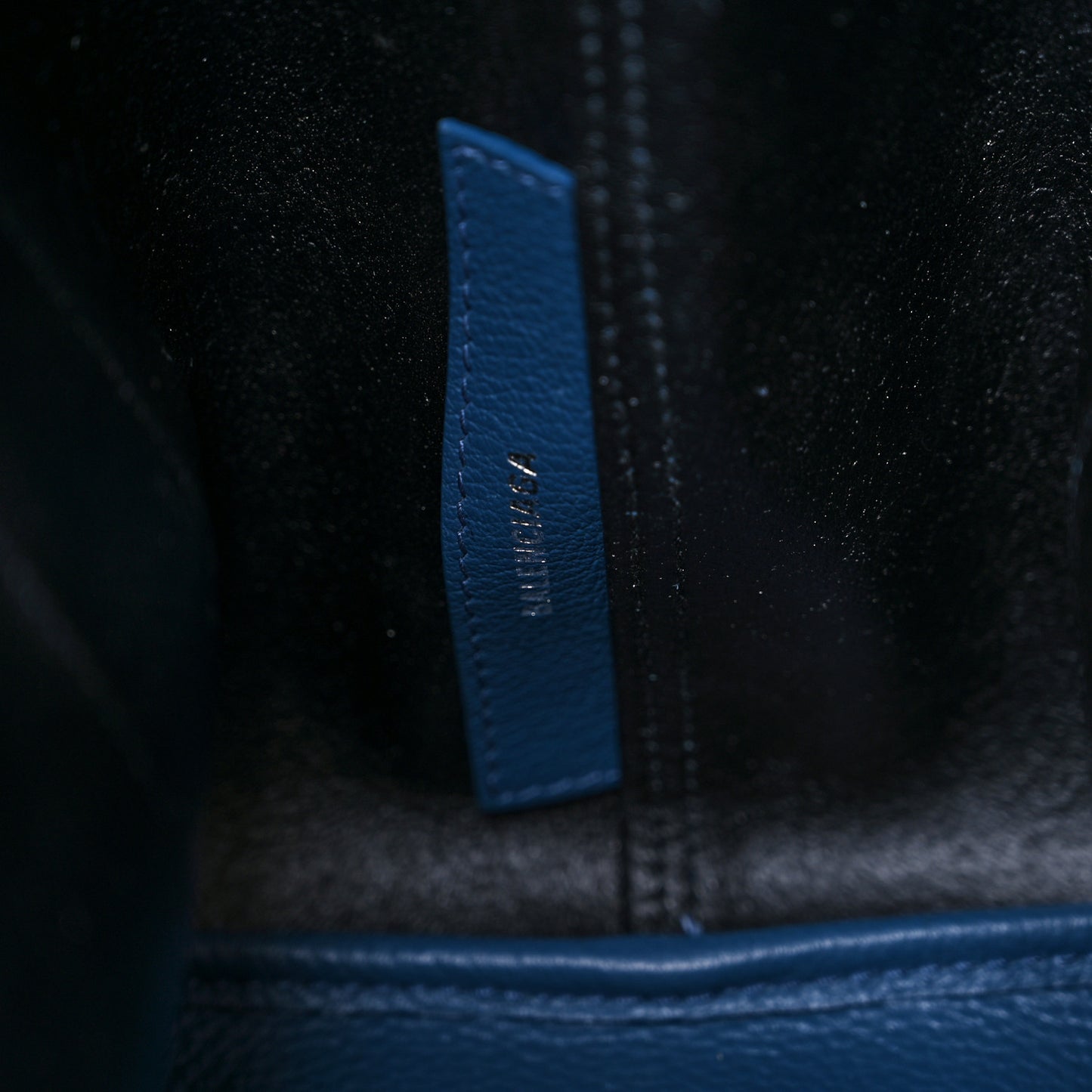 Calfskin S Navy Cabas Petrol Blue White