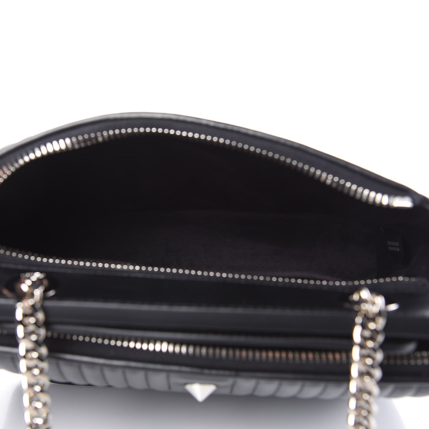 Shiny Nappa Trapuntata Small DotCom Click Chain Satchel Black