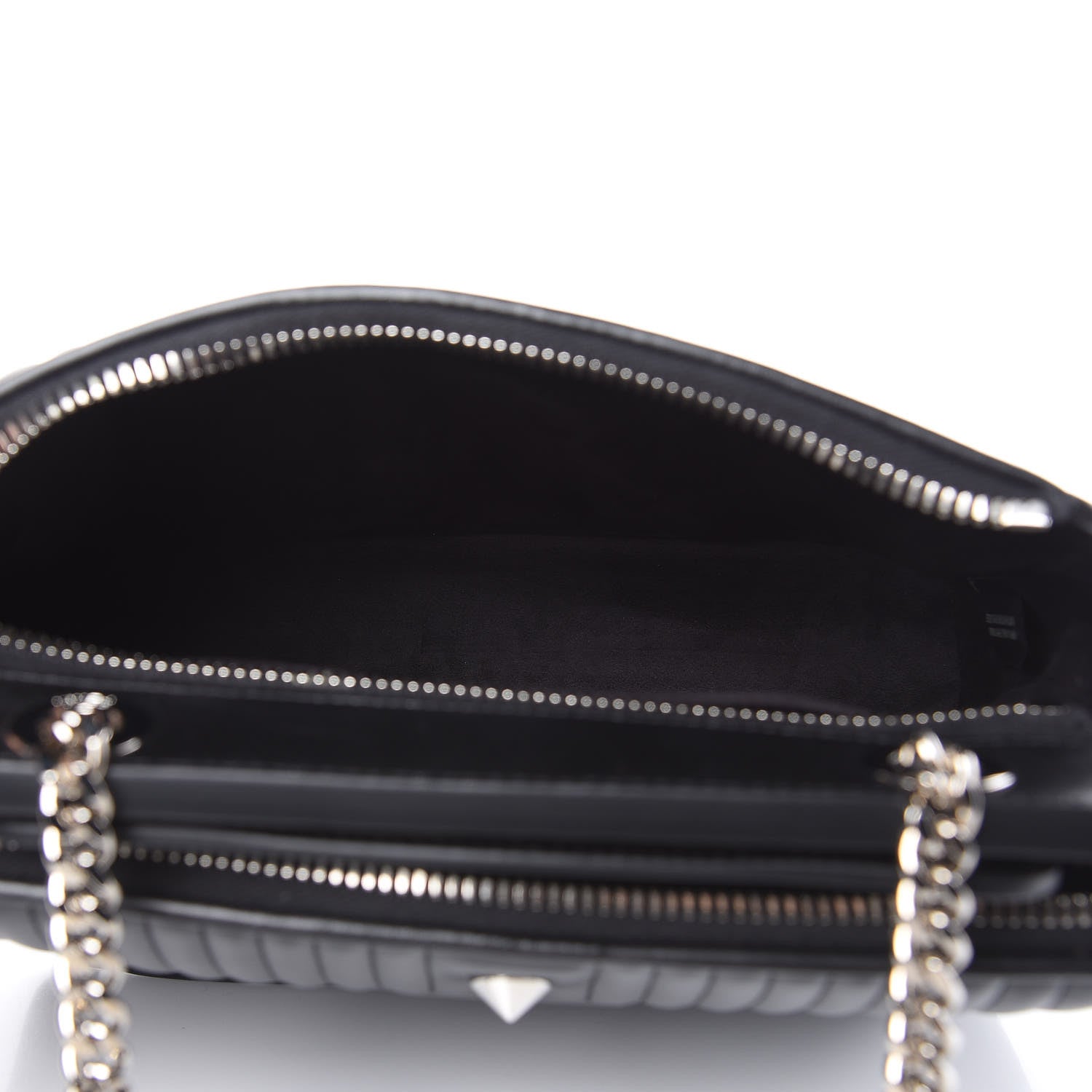 Fendi Shiny Nappa Trapuntata Small DotCom Click Chain Satchel Black 5 of 12