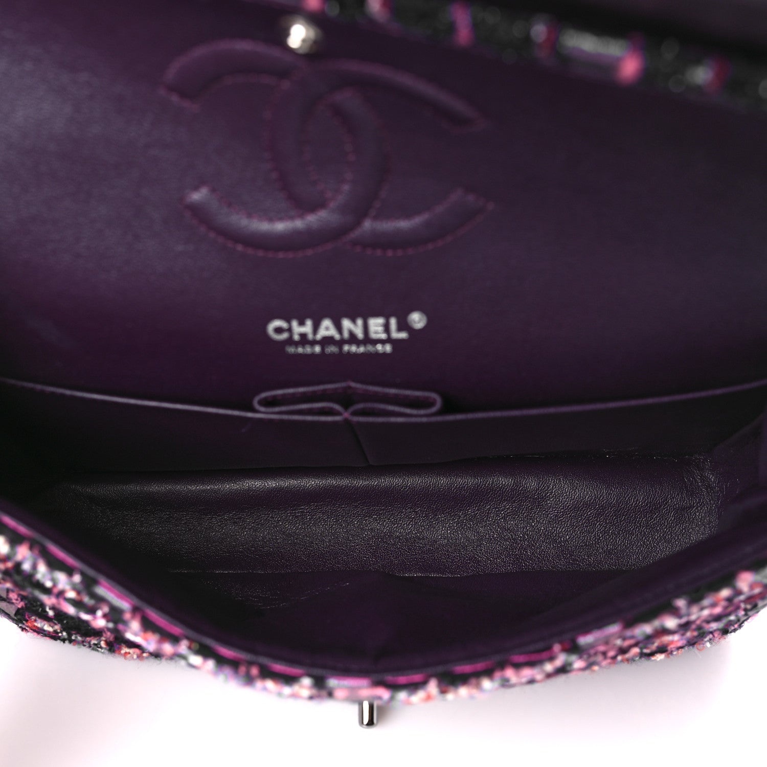Chanel Tweed Quilted Medium Double Flap Dark Purple 5 of 8
