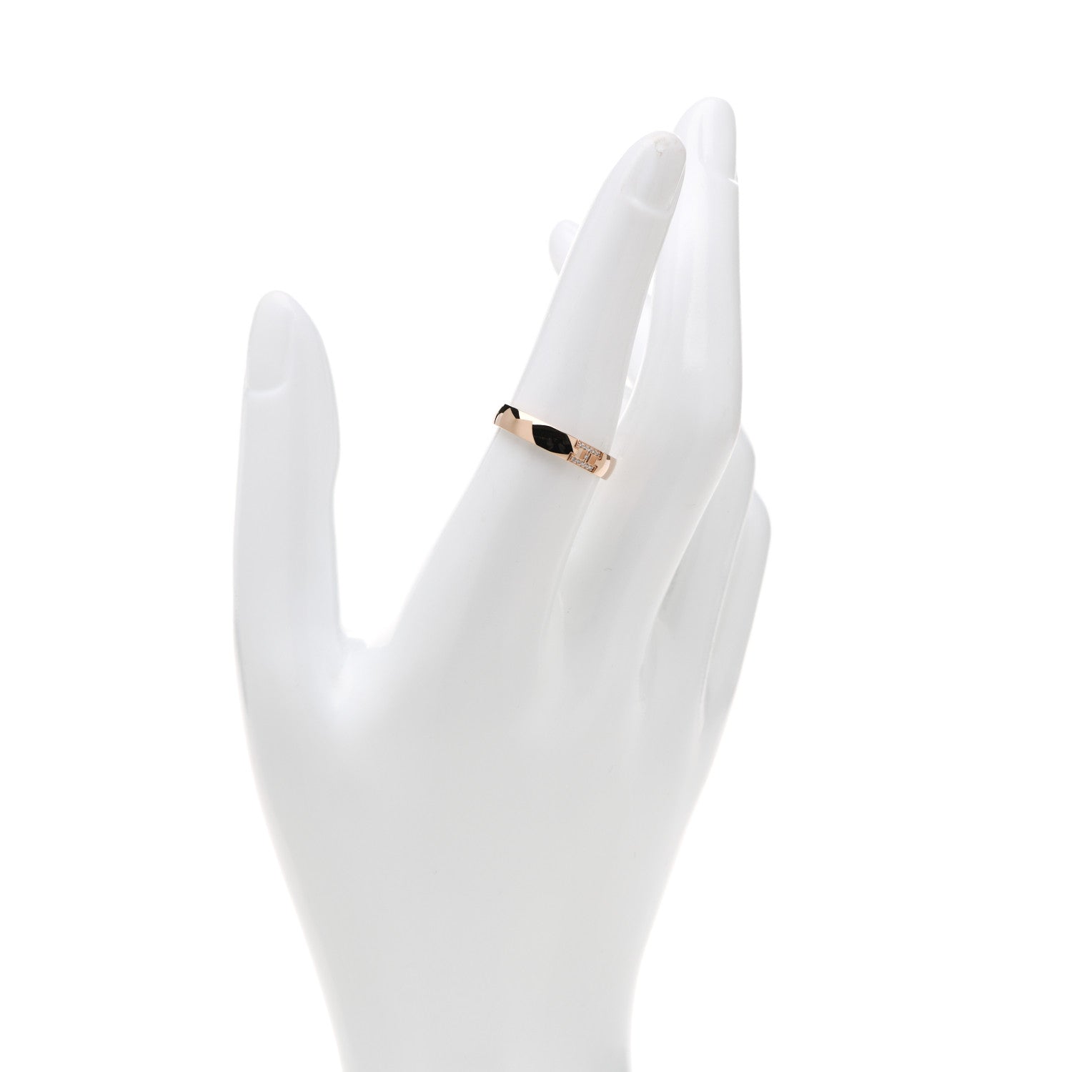 Hermes 18K Rose Gold Diamond Ever Herakles Wedding Band Ring 55 7.25 2 of 5