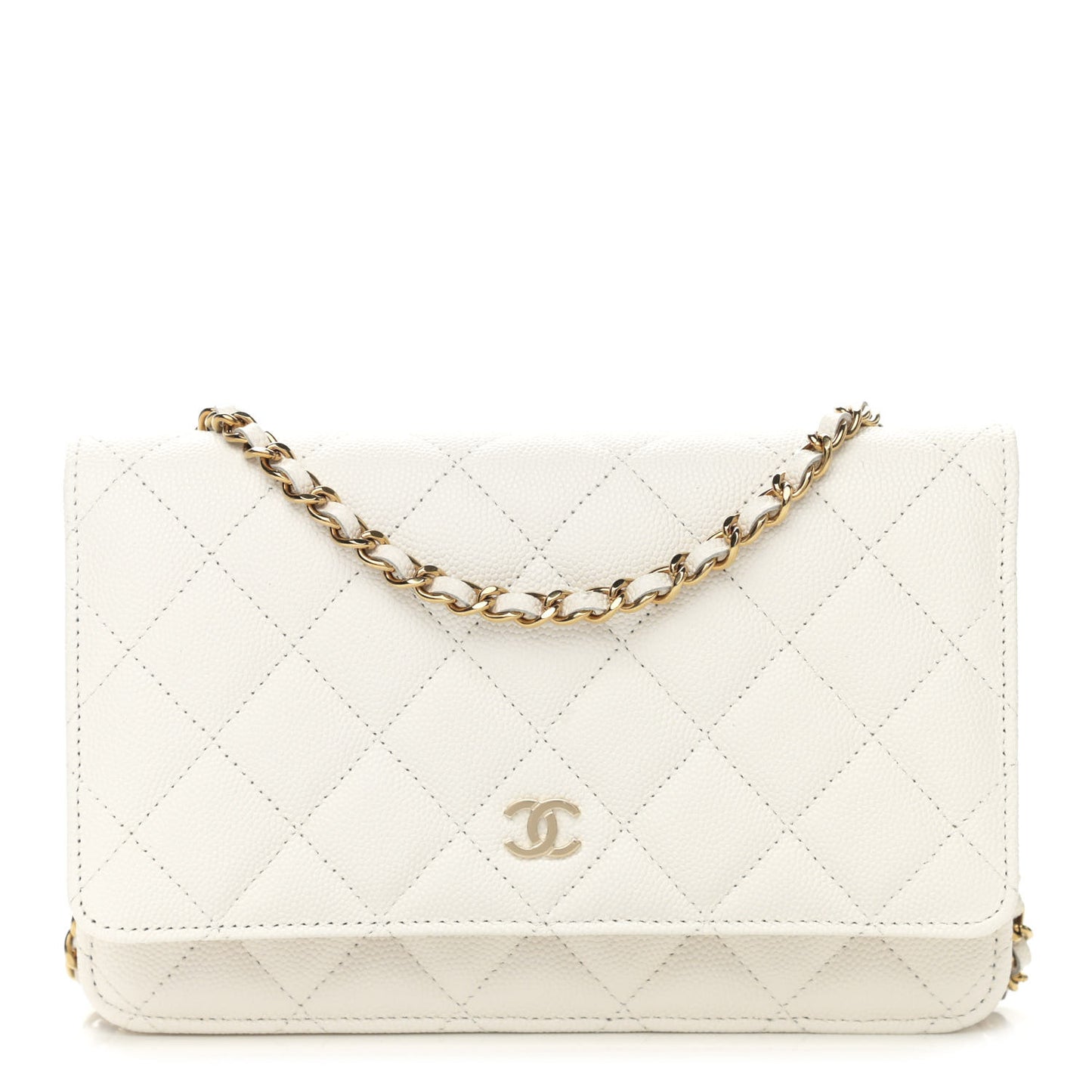 Caviar Quilted Wallet On Chain WOC White