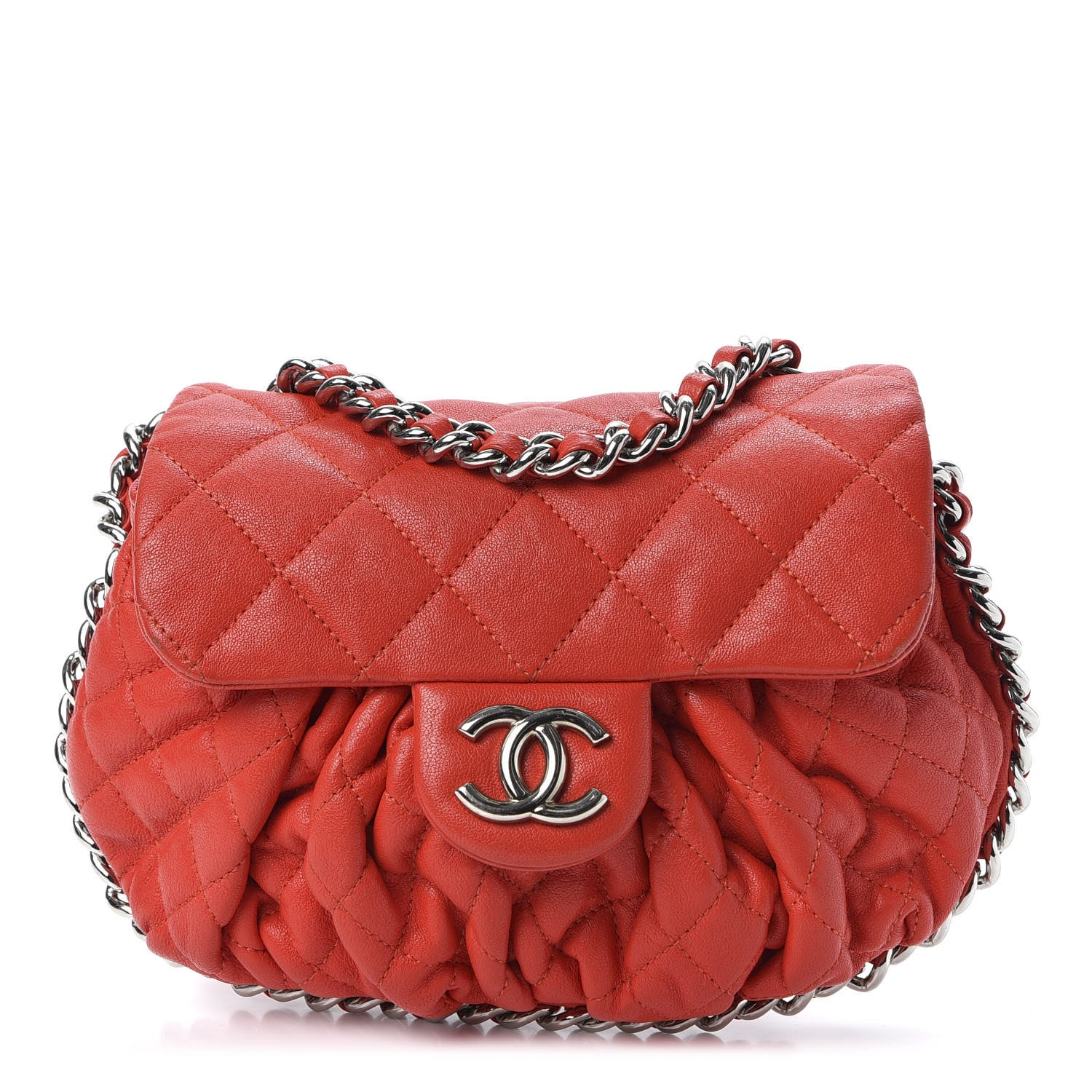 Chanel Washed Lambskin Mini Chain Around Messenger Red 1 of 10