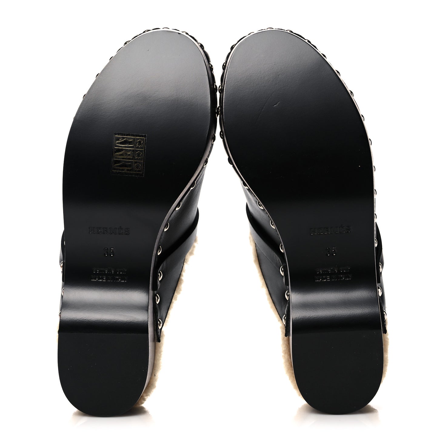 Calfskin Wool Carlotta Mules 35 Black