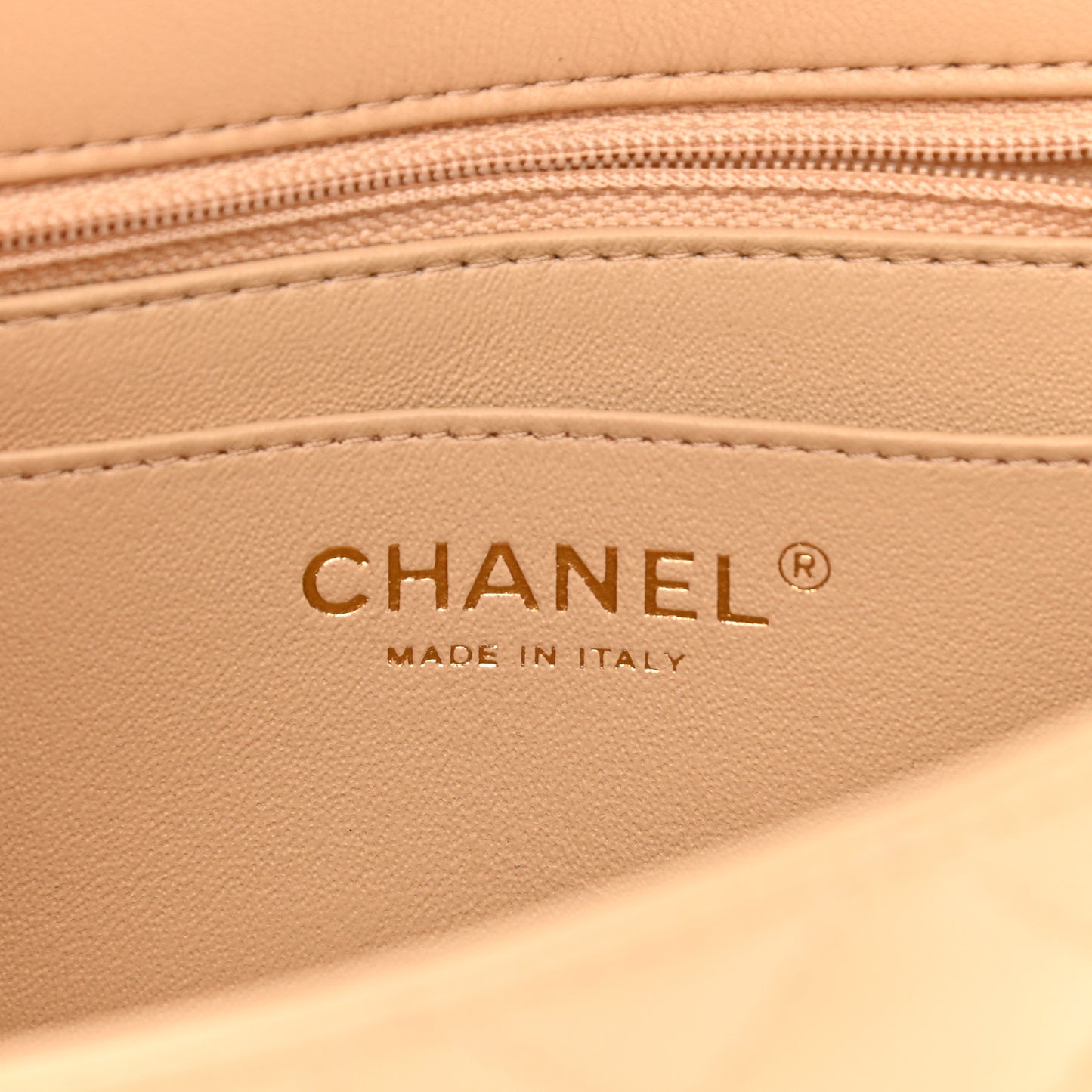 Lambskin Quilted Mini Rectangular Flap Beige