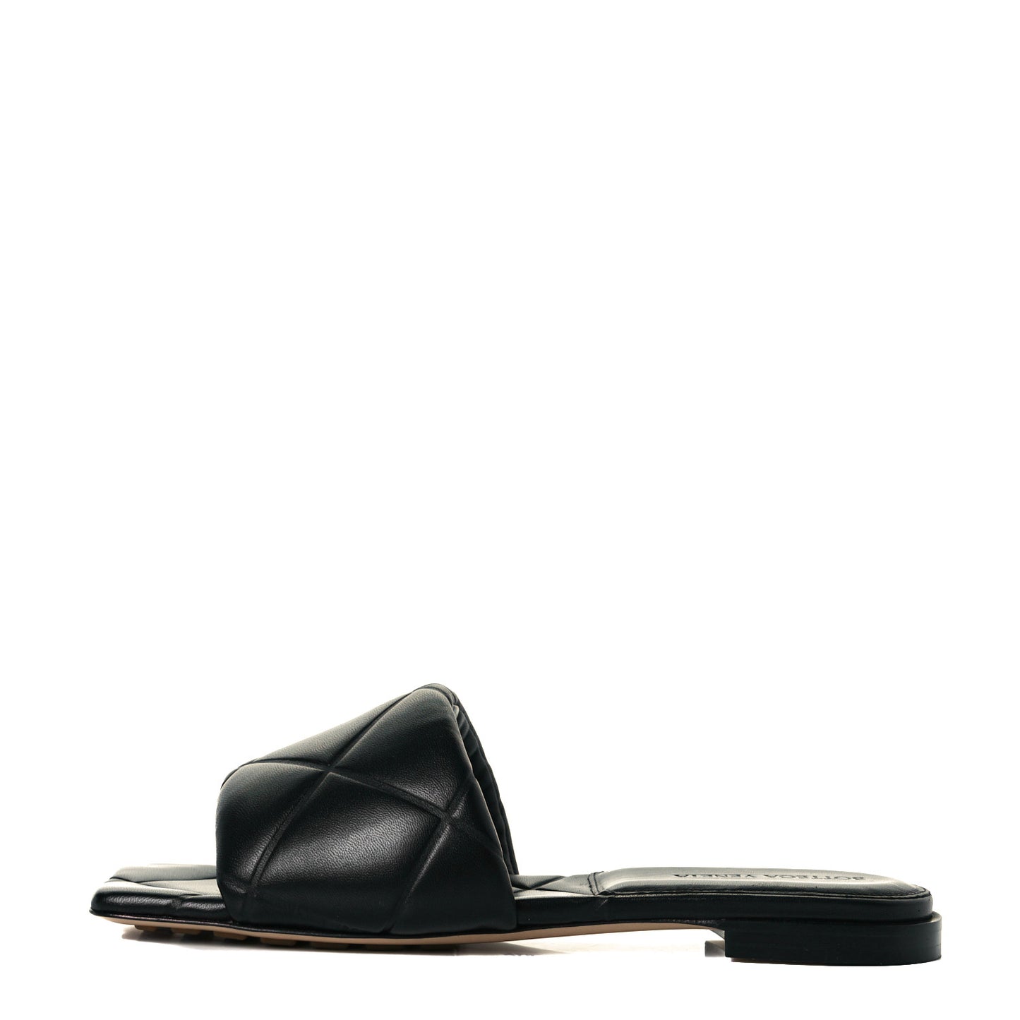 Nappa Quilted Rubber Lido Flat Sandals 37 Black