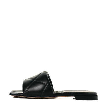 Bottega Veneta Nappa Quilted Rubber Lido Flat Sandals 37 Black 1 of 7