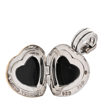 David Yurman Sterling Silver 18K Yellow Gold Cable Heart Locket Enhancer Pendant 4 of 6