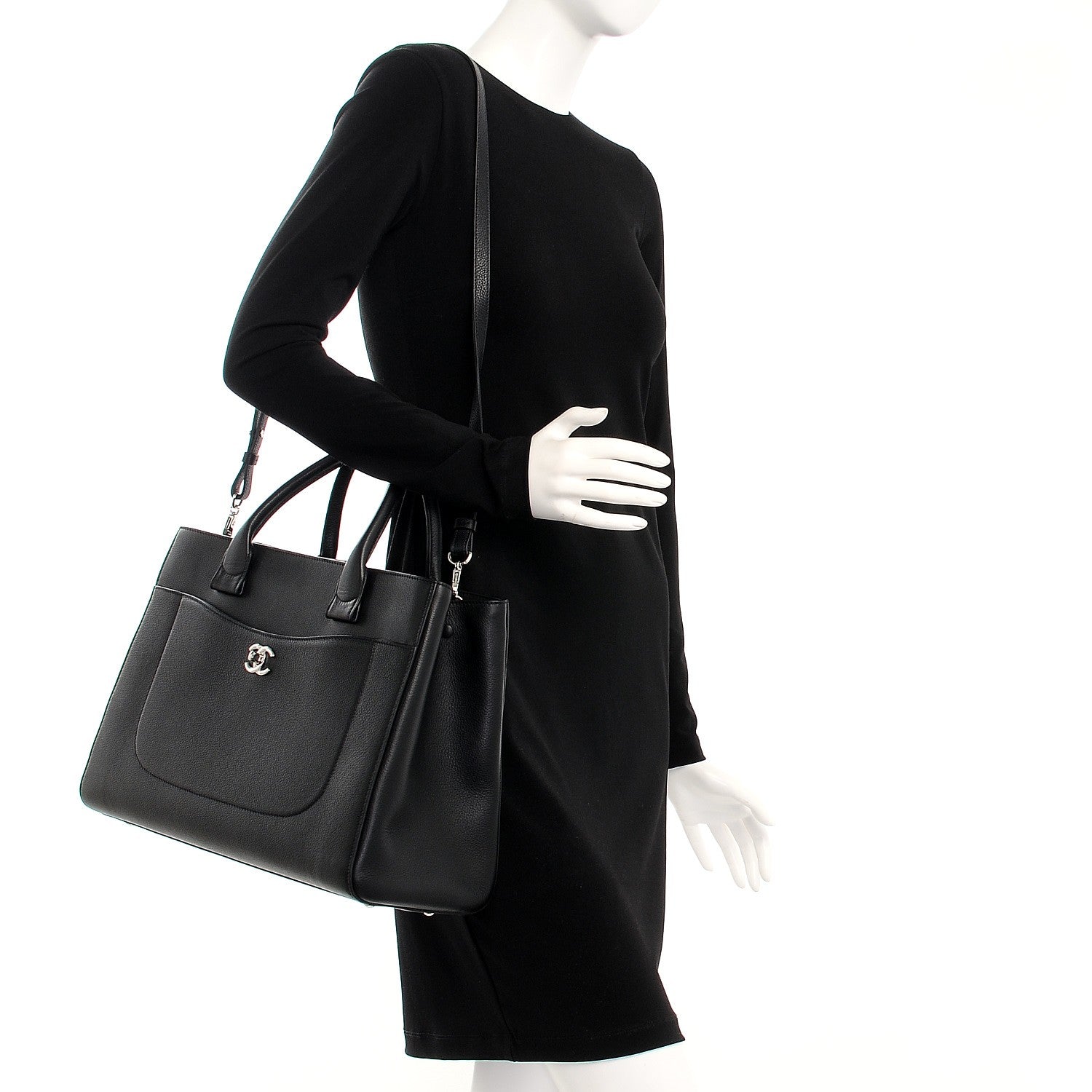 Chanel Grained Calfskin Medium Neo Executive Shopper Tote Black 2 of 9