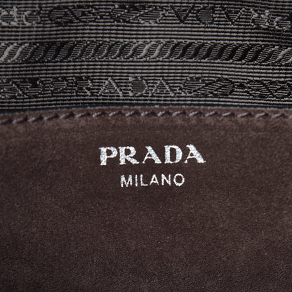 Prada Suede Scamosciato Stitched Small Twin Pocket Tote Cenere 6 of 9