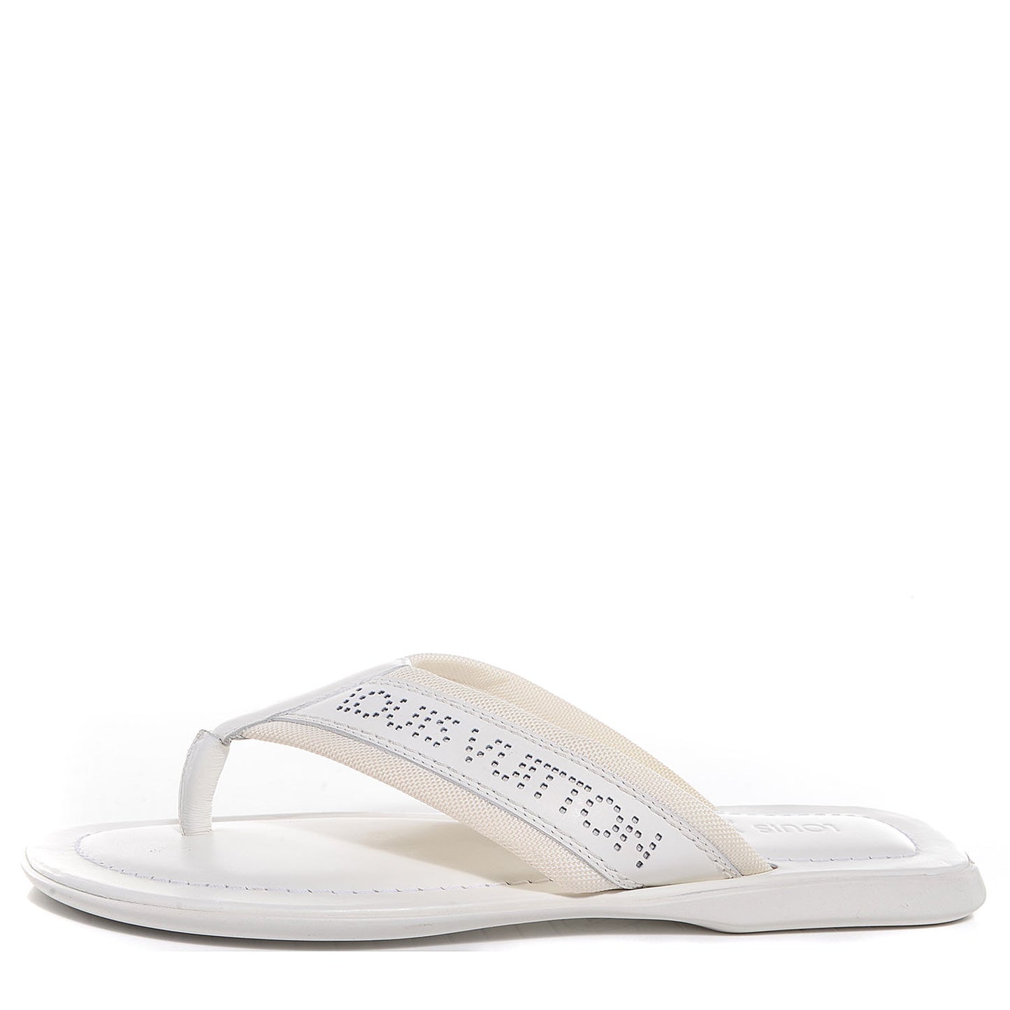 Mens Perforated Logo Thong Sandal 7 White