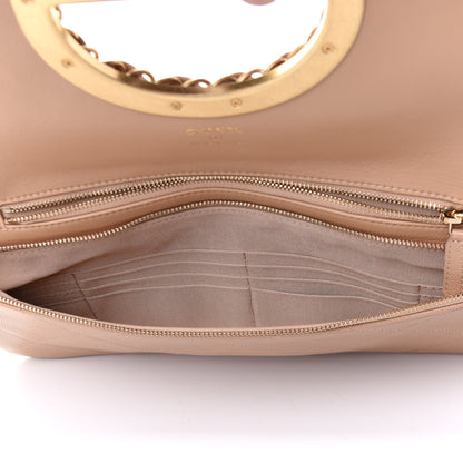 Chanel Caviar Quilted Woven Chain Handle Flap Clutch Beige 5 of 11