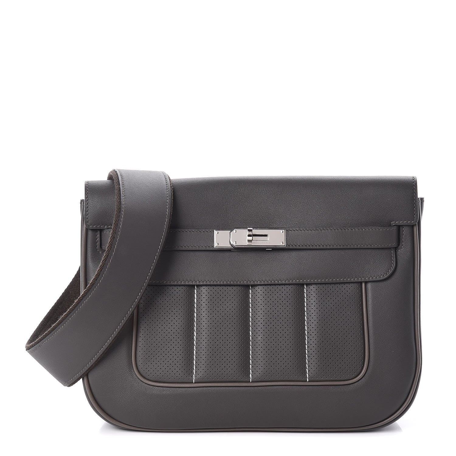 Hermes Veau Swift Perforated Sac Berline 28 Graphite Etoupe 1 of 12
