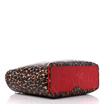 Christian Louboutin Calfskin Leopard Print Spikes East West Cabata Tote Brown 5 of 19