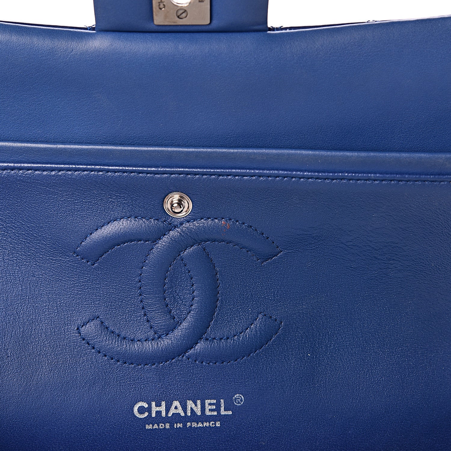 Chanel Patent Quilted Medium Double Flap Blue 13 of 14