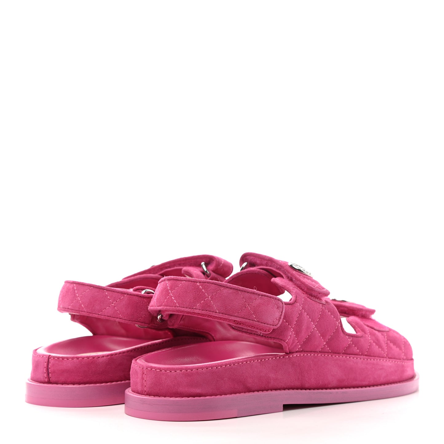 Suede Calfskin Velcro Dad Sandals 39 Pink