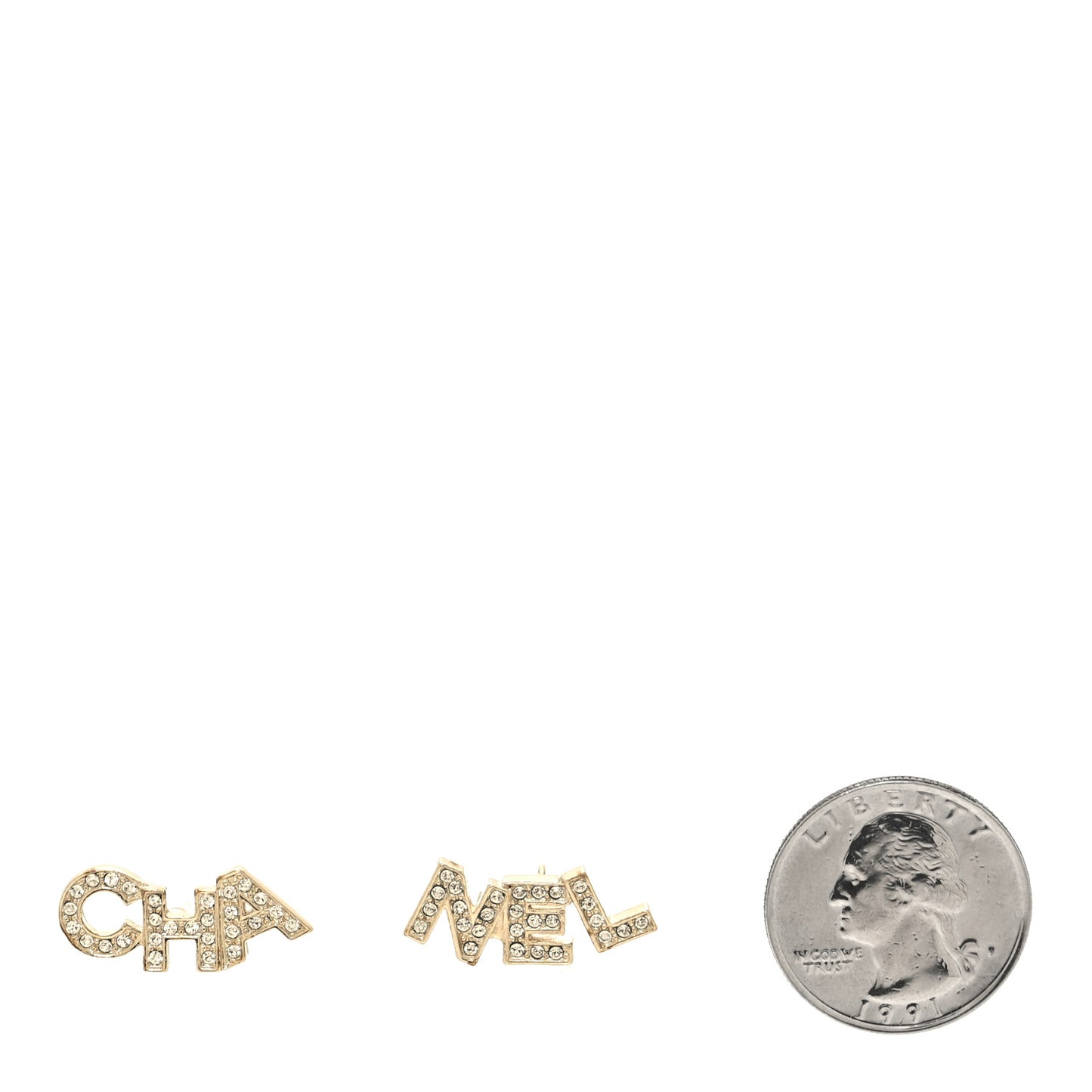 Crystal Cha-Nel Logo Earrings Gold
