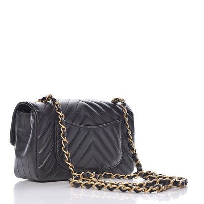 Chanel Lambskin Chevron Quilted Mini Rectangular Flap Black 3 of 14
