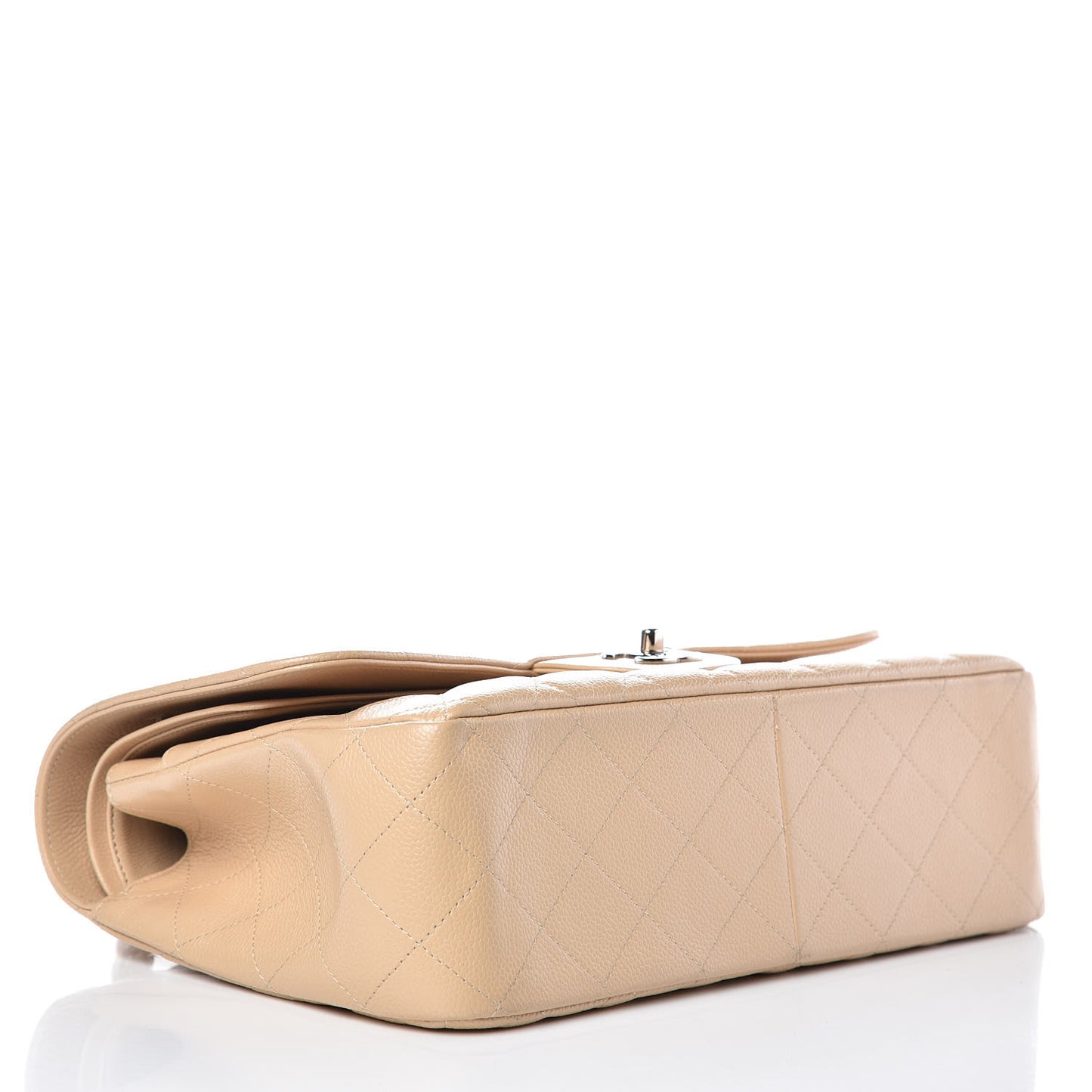 Caviar Quilted Jumbo Double Flap Beige Clair