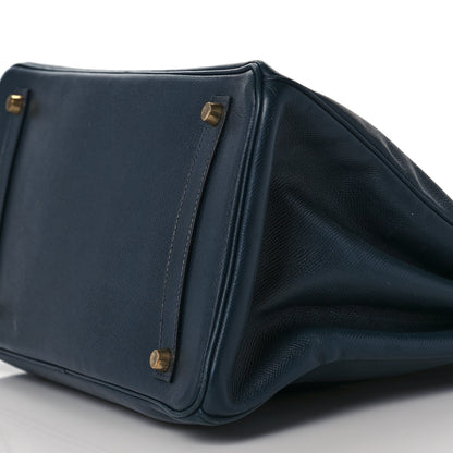Hermes Courchevel Bi Color Birkin 35 Bleu Indigo Vert Clair 8 of 10
