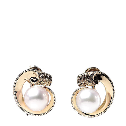 Mikimoto 18K Yellow Gold Akoya Pearl 6.7mm Screw Back Earrings 1 of 4