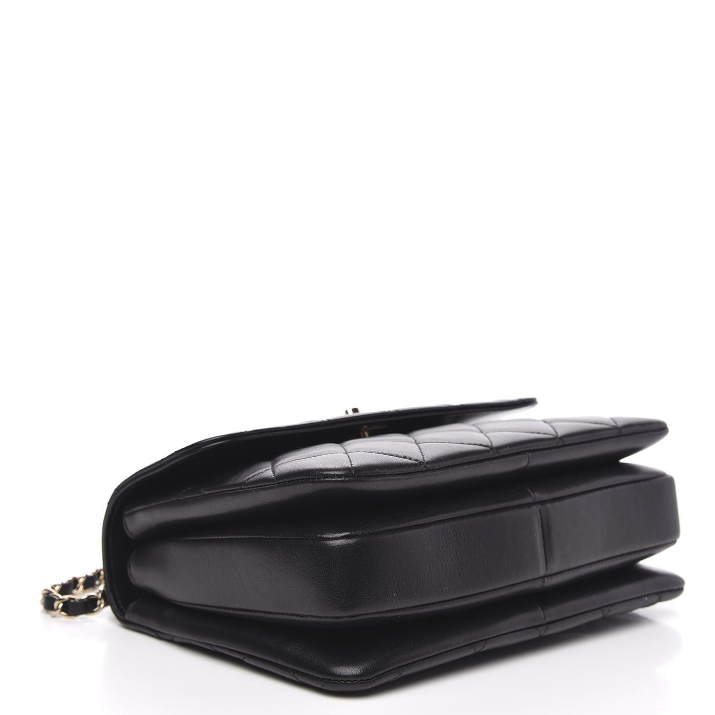 Lambskin Quilted Small Trendy CC Dual Handle Flap Bag Black