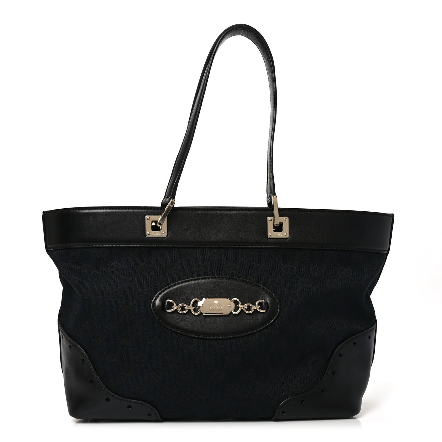 Monogram Large Punch Tote Black