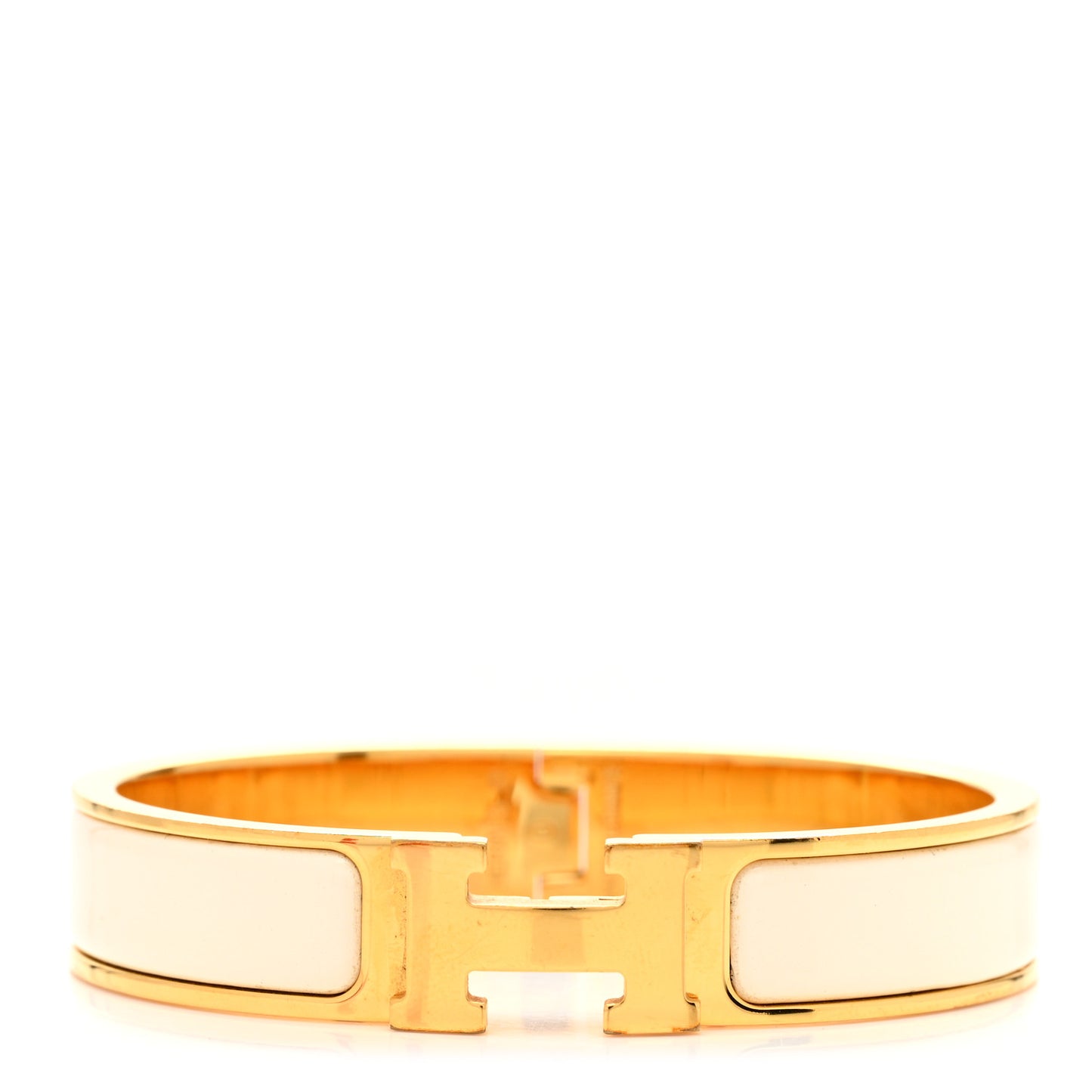Enamel Narrow Clic Clac H Bracelet PM White