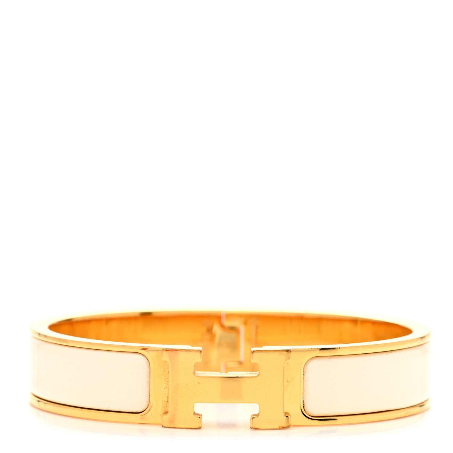 Hermes Enamel Narrow Clic Clac H Bracelet PM White 1 of 5