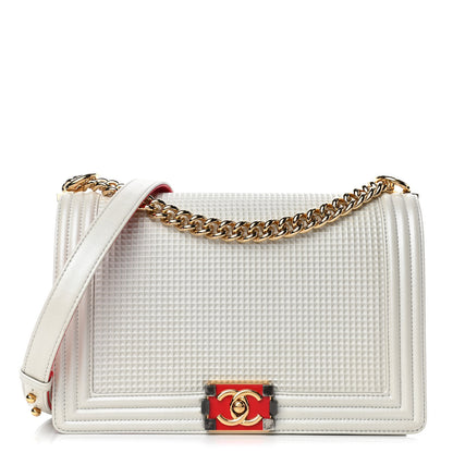 Chanel Lambskin Embossed New Medium Boy Cube Flap White 1 of 6