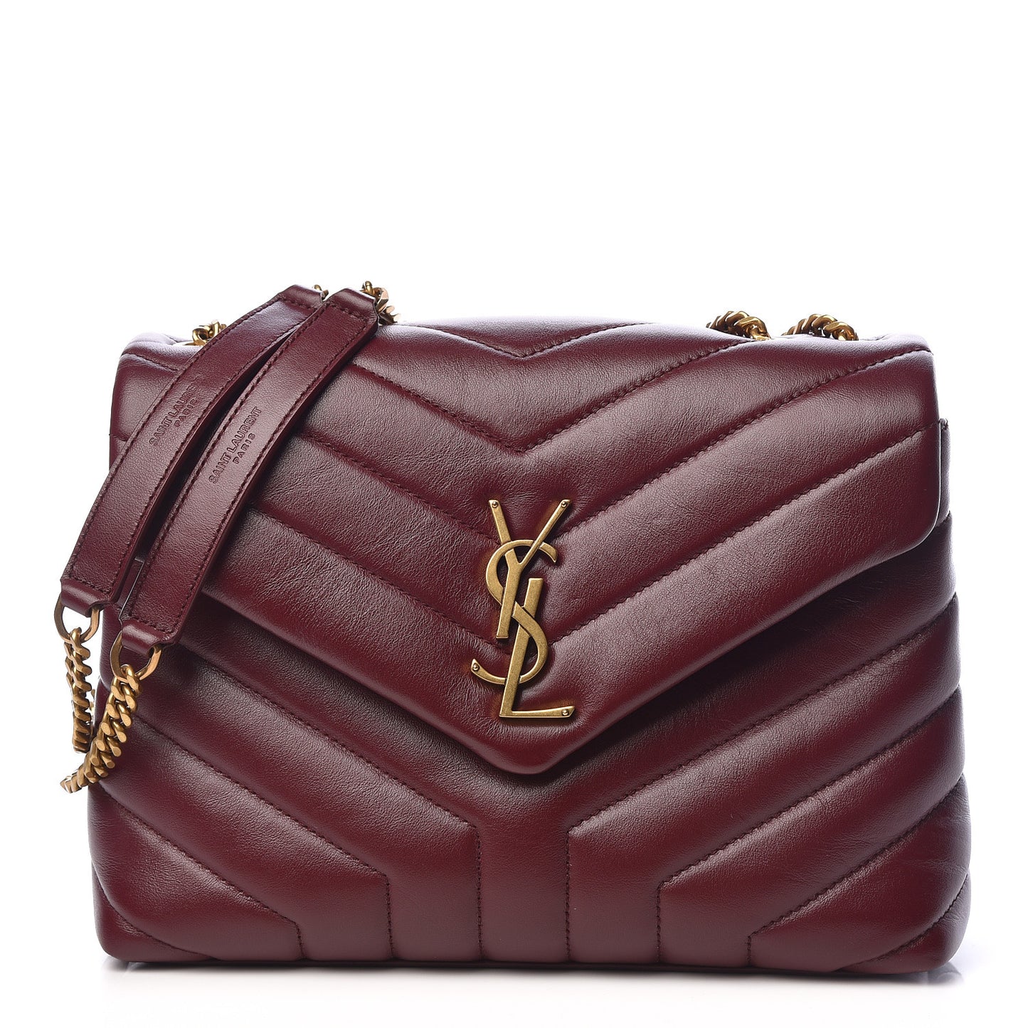 Calfskin Y Quilted Monogram Small Loulou Chain Satchel Dark Legion Red