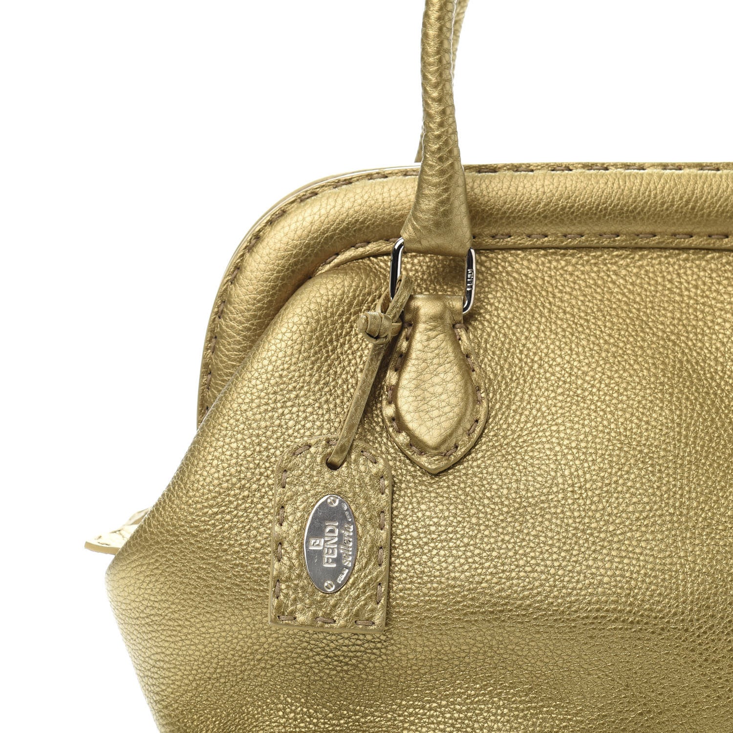 Fendi Cuoio Romano Selleria Adele 1328 Bag Oro Metallizzo 14 of 15
