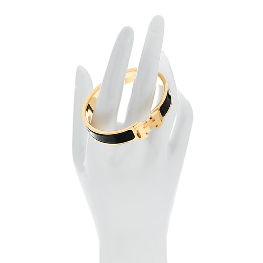 Enamel Narrow Clic Clac H Bracelet PM Black