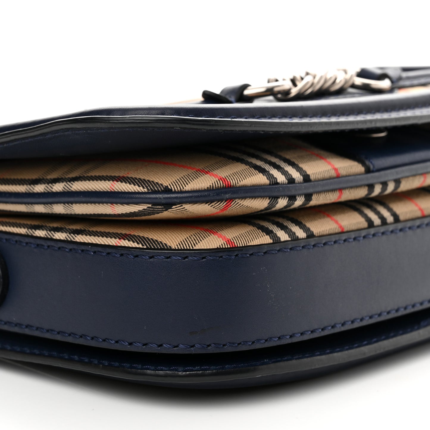 Smooth Calfskin 1983 Knight Check Link Shoulder Bag Ink Blue