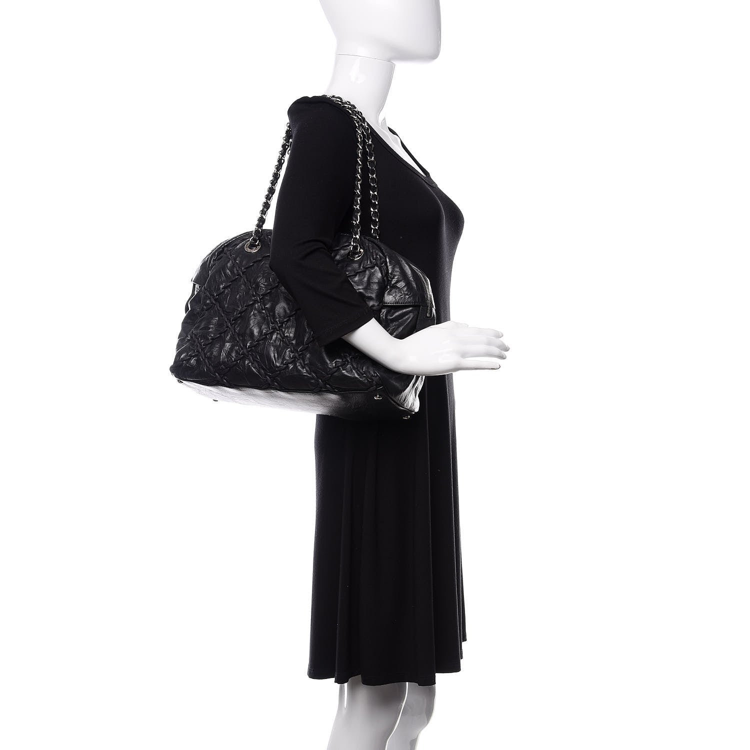 Chanel Calfskin Ultra Stitch Bowler Black 2 of 11