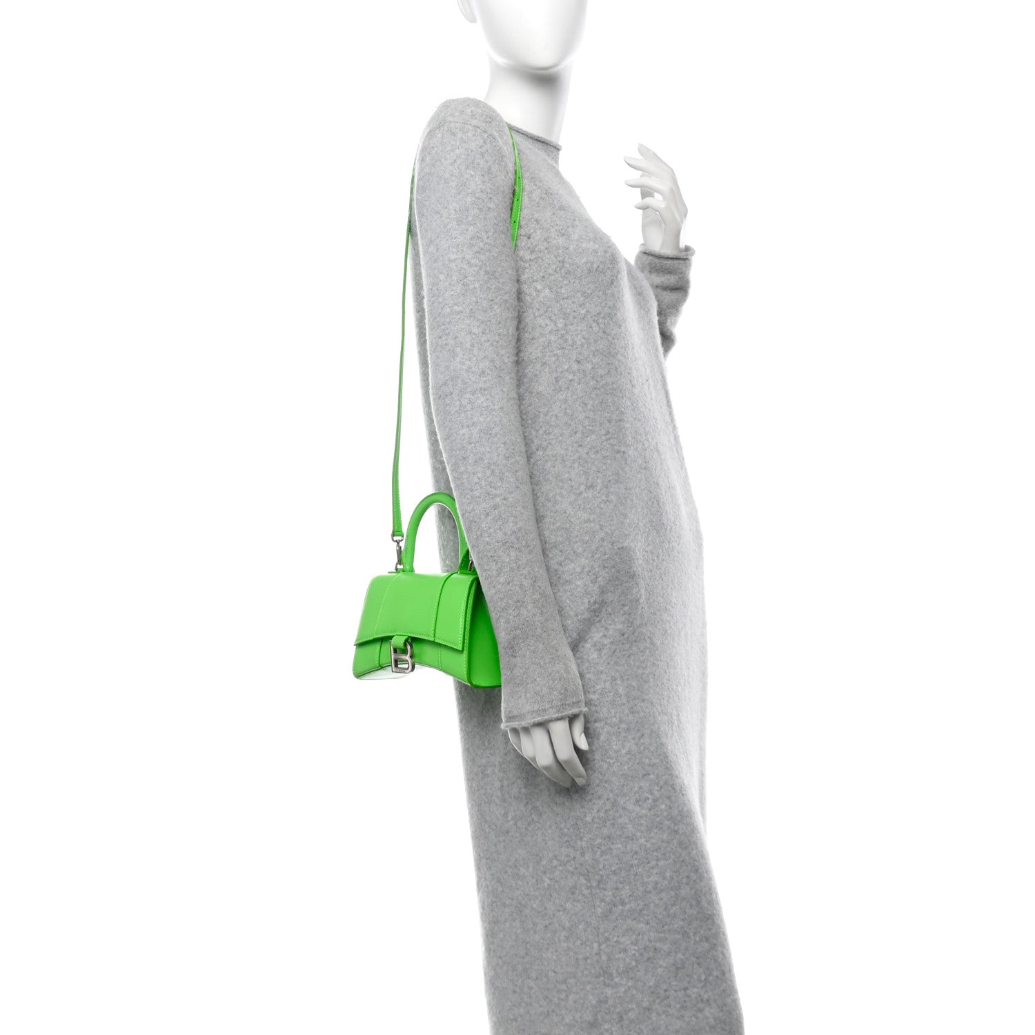 Balenciaga Shiny Box Calfskin Hourglass Top Handle Bag XS Acid Green 3 of 13