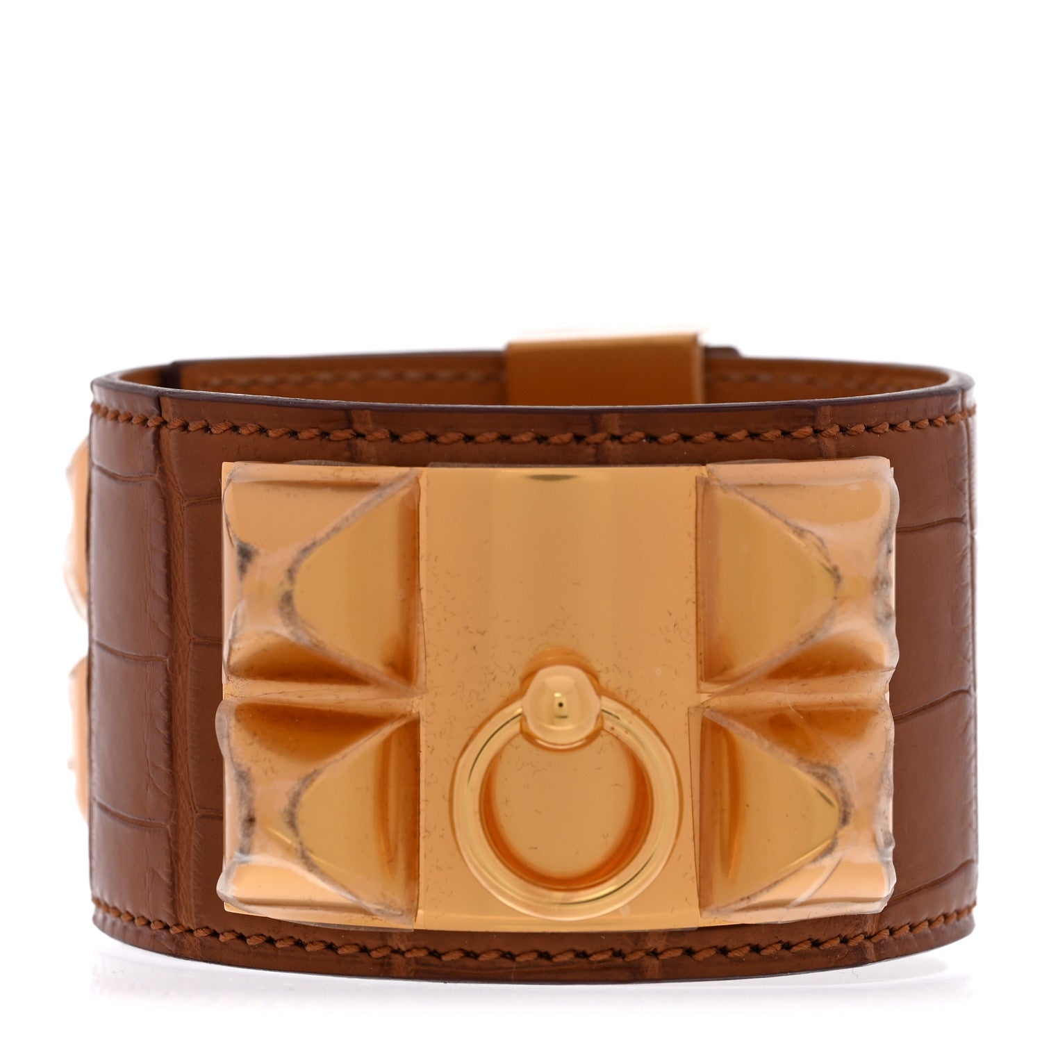 Hermes Matte Alligator Collier De Chien CDC Bracelet T3 Gold