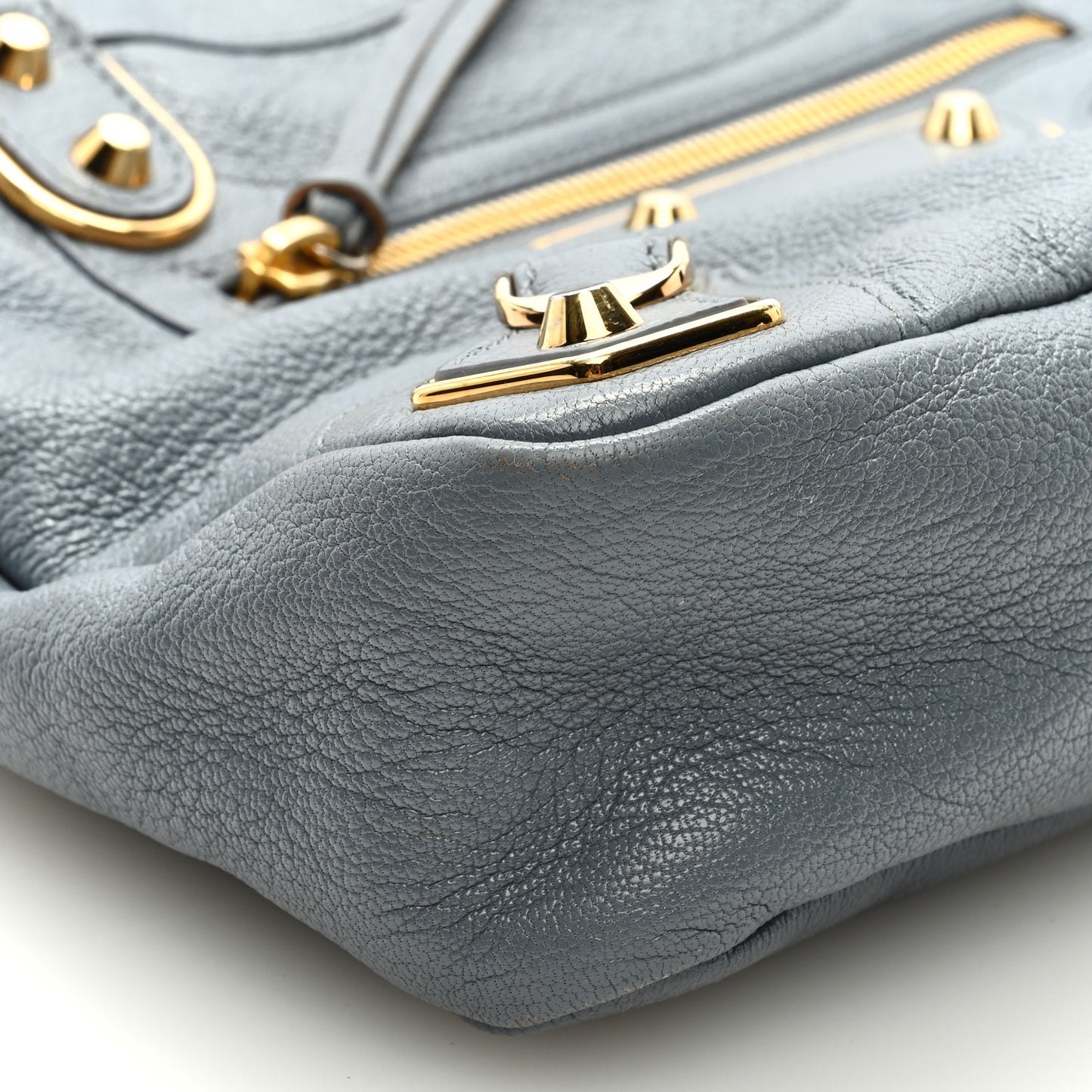 Chevre Gold Metallic Edge Hardware Town Bleu Acier