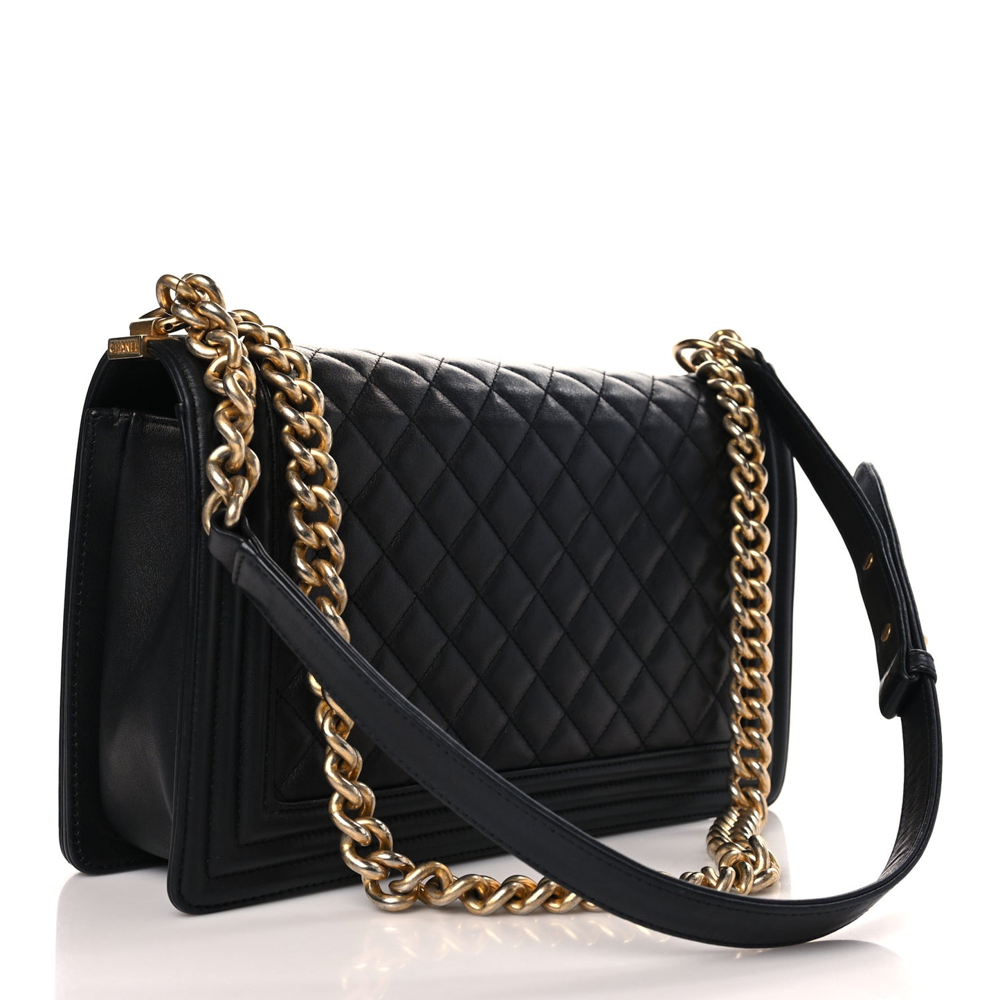 Calfskin Quilted New Medium Boy Flap Black