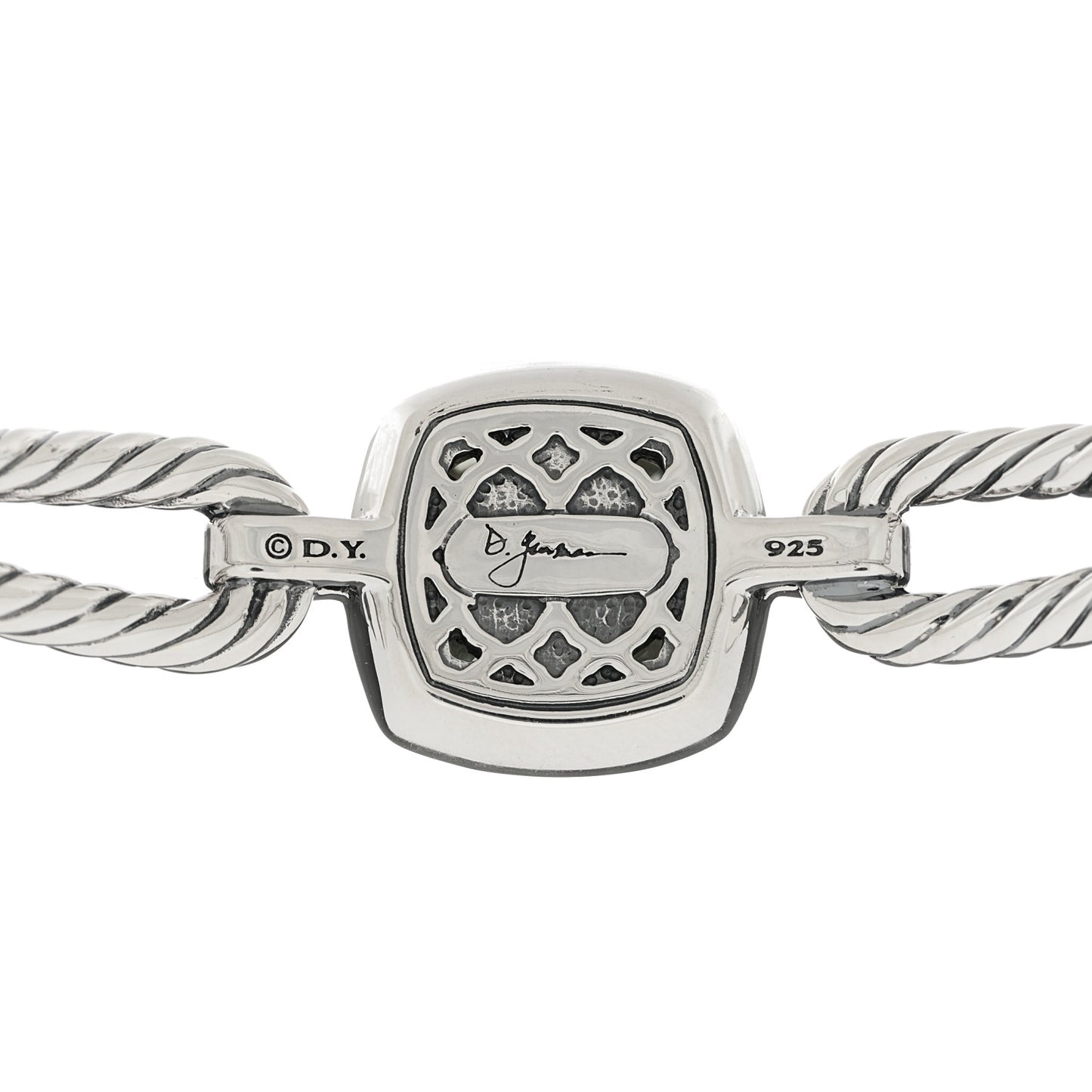 Sterling Silver Diamond Prasiolite 10mm Albion Cable Bracelet