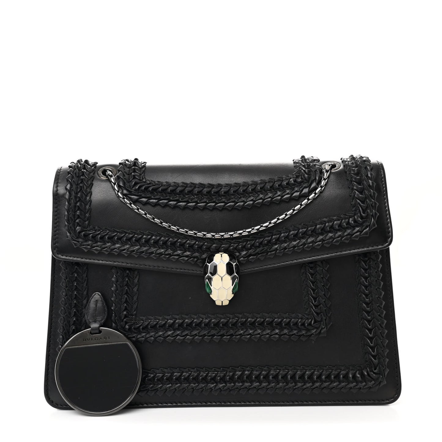 Calfskin Plisse Serpenti Forever Crossbody Bag Black