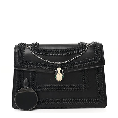 Bulgari Calfskin Plisse Serpenti Forever Crossbody Bag Black 3 of 16