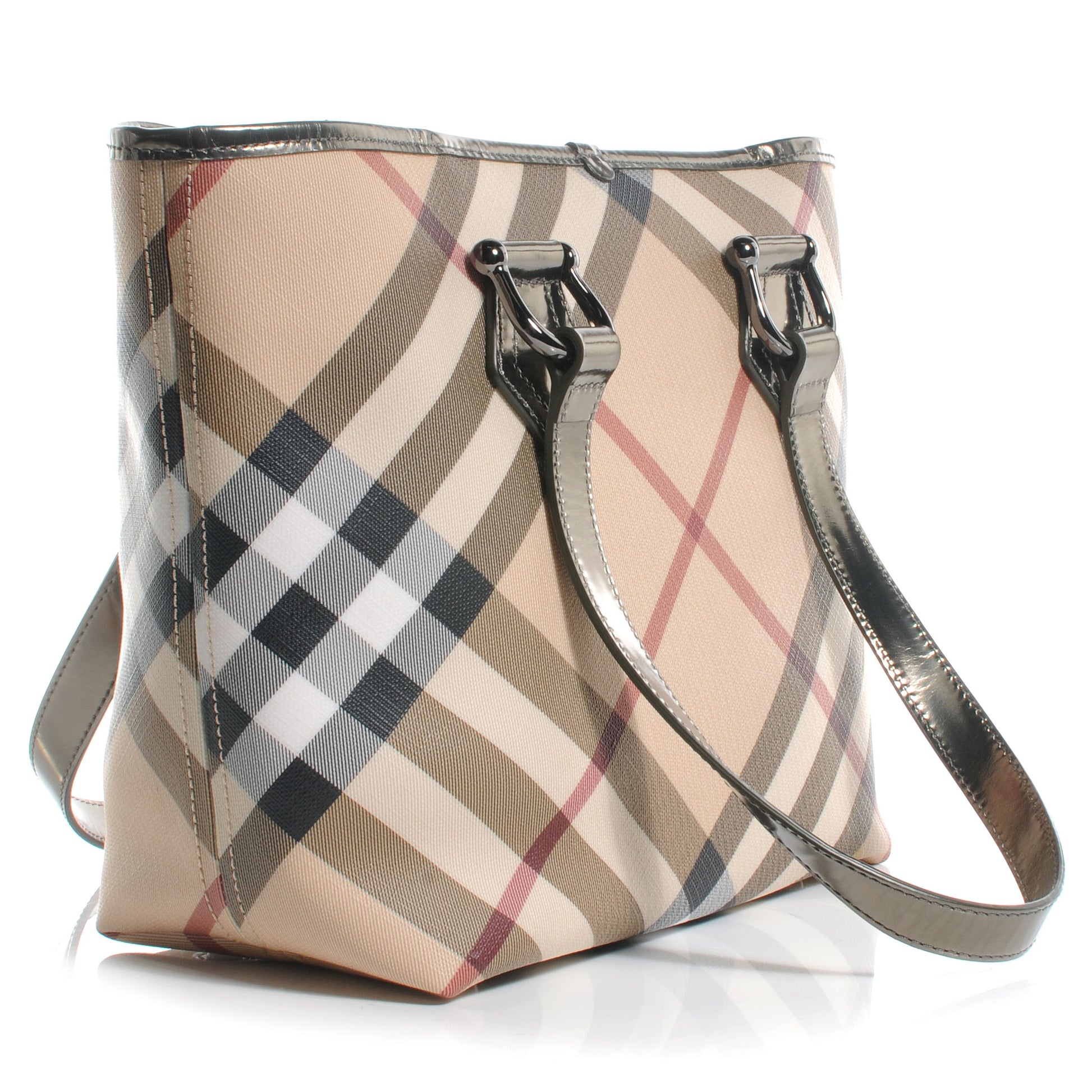 Burberry Metallic Calfskin Nova Check Tote 3 of 7