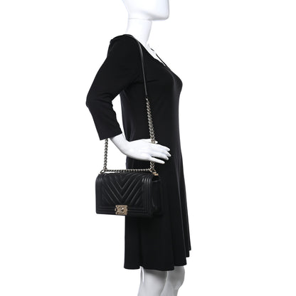 Chanel Lambskin Chevron Quilted Medium Boy Flap Black 2 of 17