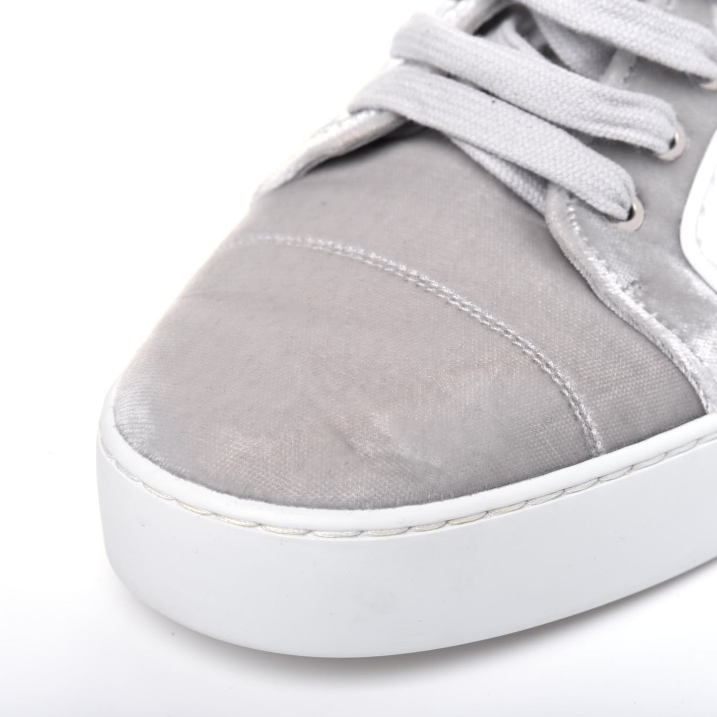 Calfskin Velvet Womens CC Sneakers 41.5 White Silver