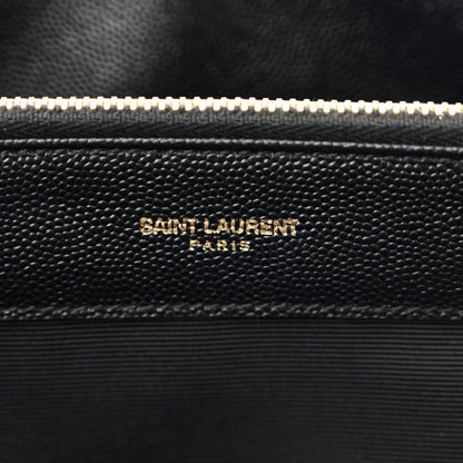 Saint Laurent Grain De Poudre Matelasse Chevron Monogram Shopping Bag Black 8 of 12