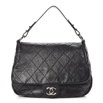 Chanel Glazed Calfskin Stitched XL On The Road Flap Black 1 of 11